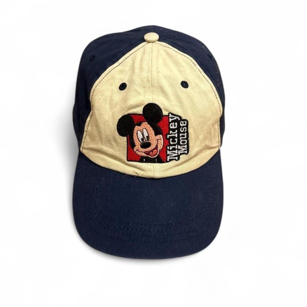 Disney Mickey Mouse Navy Cream Two Tone Embroidered Baseball Cap Hat